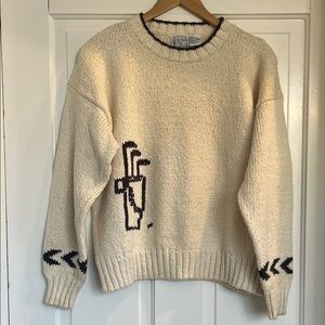 Vintage Lady Sansabelt Golf Cream Sweater with Black Accents Women’s Size Large